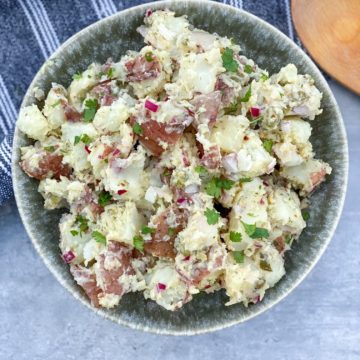 dairy-free potato salad in a bowl