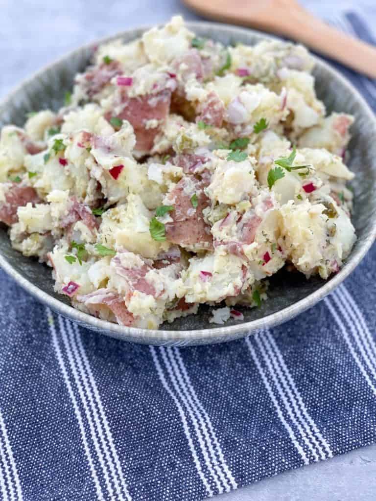 dairy-free potato salad in a bowl