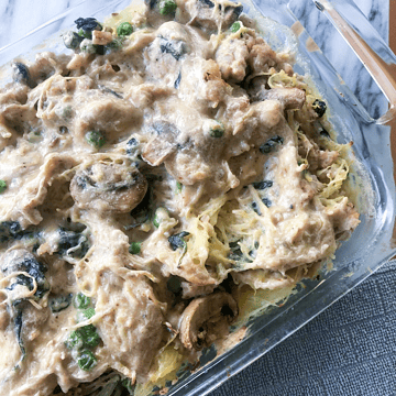 chicken tertrazzini in a pan