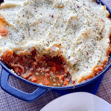 shepherd's pie in a cast iron skillet